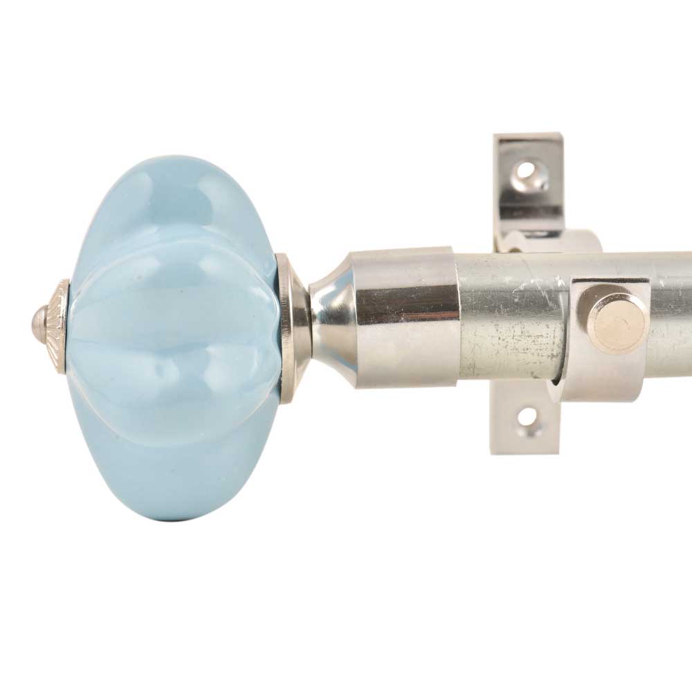 Ceramic Big Flower Shaped Blue Curtain Rod Finial