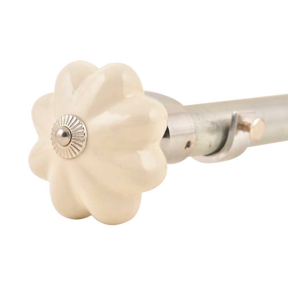 Ceramic Big Flower Shaped White Curtain Rod Finial