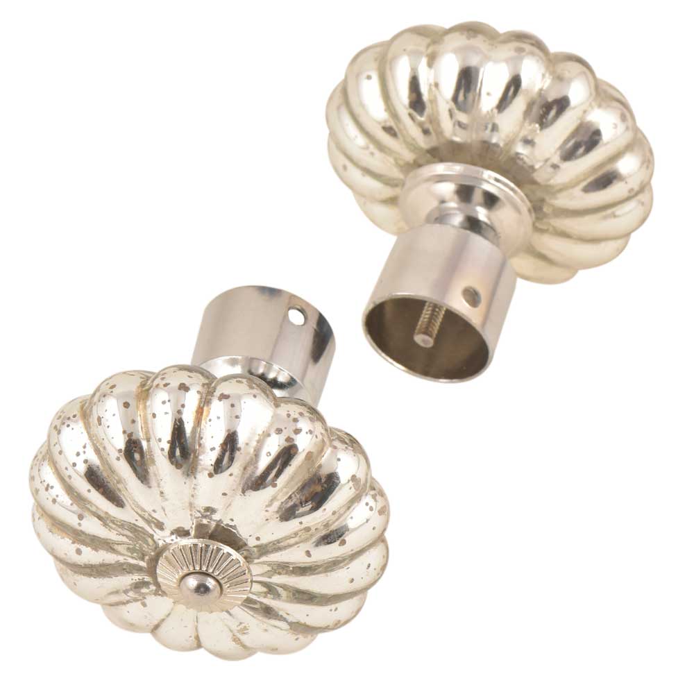 Ceramic Big Flower Shaped Silver Curtain Rod Finial