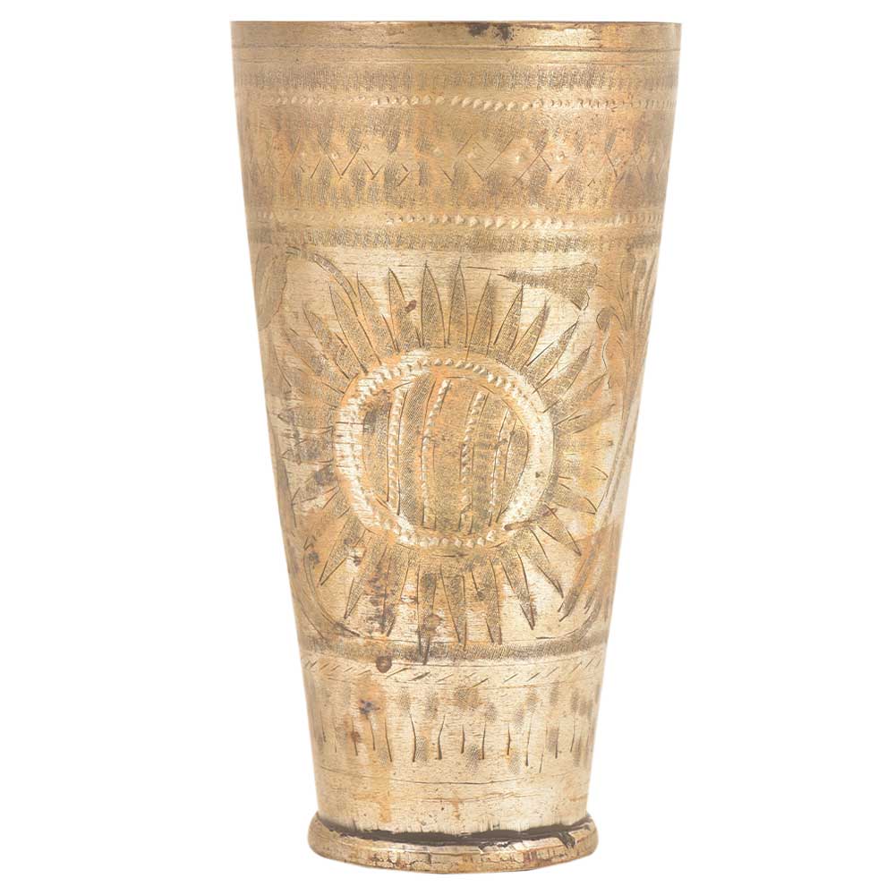Big Sunflower Engraved With Border Punjabi Lassi Glass