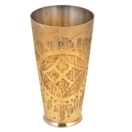 Handcrafted Brass lassi Glass With Abstract Diamond Design