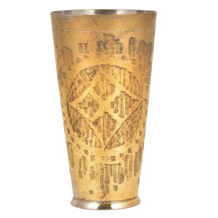 Handcrafted Brass lassi Glass With Abstract Diamond Design