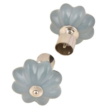 Ceramic Big Flower ShapedÂ Sky Blue Curtain Rod Finial