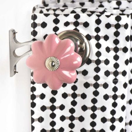 Ceramic Big Flower ShapedÂ  Pink Curtain Rod Finial