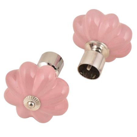Ceramic Big Flower ShapedÂ  Pink Curtain Rod Finial