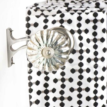 Antique Mercury Glass Big Flower Shaped Curtain Rod Finial