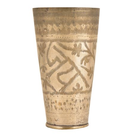 Jai Engraved Brass Tall Punjabi Lassi Glass