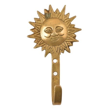 Golden Brass Sun Single Wall Hooks