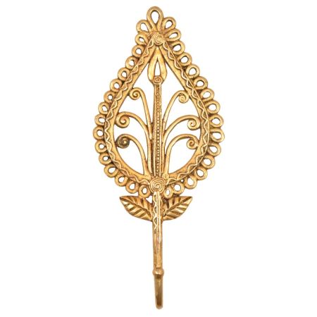 Brass Handmade Leafy Flower Design Wall Hook
