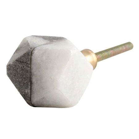 Grey And White Hexagon Stone Cabinet Knobs Online