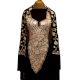 Black Designer Dress Fabric Georgette With Front White Floral Embroidery