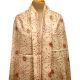 Handmade Cream Semi Pashmina Jaal Design Needle Work Shawl
