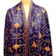 Handmade Purple Semi Pashmina Jaal Design Needle Work Shawl