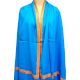 Blue Semi Pashmina  Border Embroidery  Design Needle Work Shawl