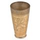 Handmade Floral Design Etched Brass Lassi Glass