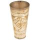 Old Brass Leaves Etched In Diamond Design Punjabi Lassi Glass