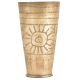 Tribal Sun Engraved Brass Vintage Pujabi Lassi Tumbler Glass