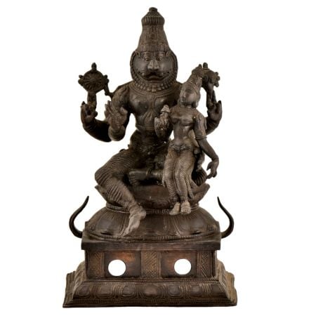 Black Brass Lord Narsimha With Lakshmi