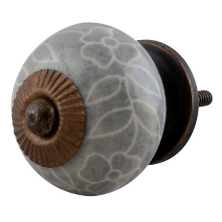 Light Grey Leaf Flower Knob
