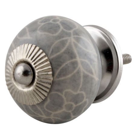 Light Grey Leaf Flower Knob