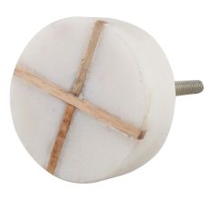 White Round Wooden Cross Stone Dresser Knobs