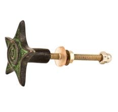 Hand Made Brass Star Spiral Cabinet Hardware With Green Patina