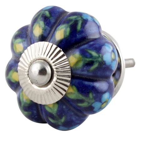 Dark Blue Floral Melon Knob