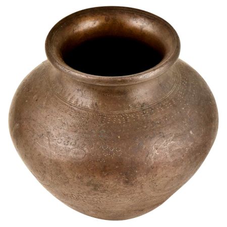 Brass Bird And Geometric Design Pattern Engraving Pot