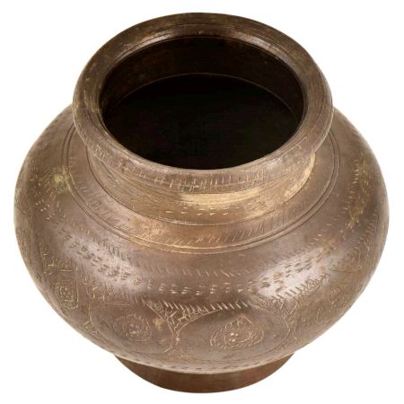 Engraved Design Brass Pot for Hindu Ceremonies
