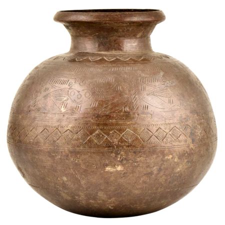 Hand Crafted Ceremonial Tribal Folk Brass Water Pot