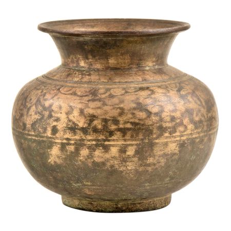 Engraved Hand Crafted leaves Design Brass Water Pot Lota