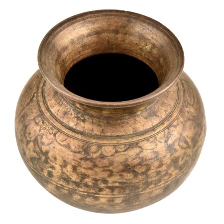 Engraved Hand Crafted leaves Design Brass Water Pot Lota