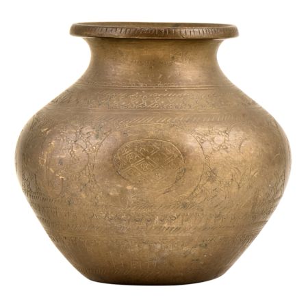 Hand Carved Brass Pot For Hindu Ceremonies
