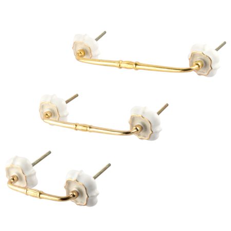 Cream Solid Gold Line Ceramic Bridge Handles