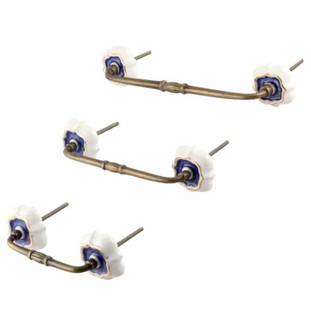 Navy Blue Solid Gold Line Ceramic Bridge Handles