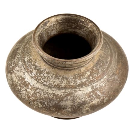 Hand Crafted Brass Pot With A Large Belly And Small Mouth