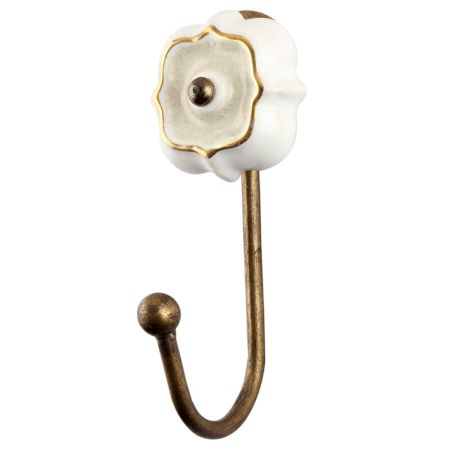 Cream Solid Gold Line Ceramic  Hook In Antique Fitting