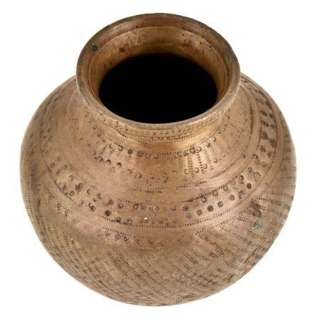 Tribal And Pattern Engraved Brass Holy Water Pot