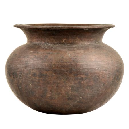 Unique Brass Tribal Style Bronze Pot With Incised Concentric Rings