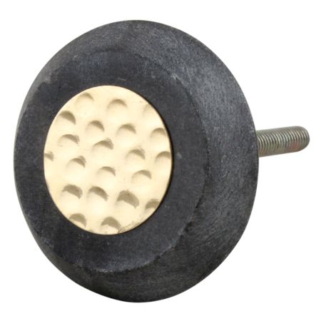 Grey Electrum Plate Round Stone Cabinet Knobs