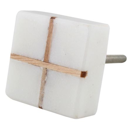 White Square Wooden Cross Stone Dresser Knobs
