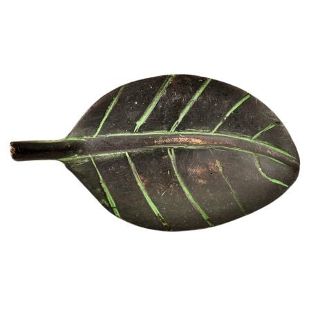 Brass Handmade Leaf Shaped Knob With Green Patina