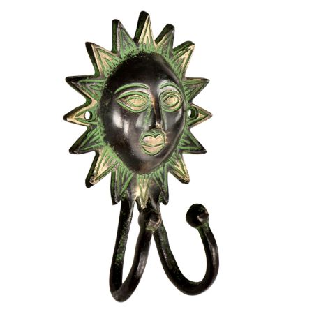 Bronze Patina Sun Face Wall Hooks Hanger