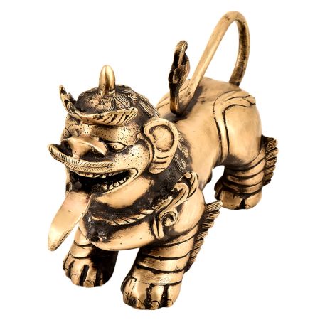 Handmade BrassÂ Foo Dogs  Armored Lion Temple Guardian Statue