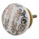 Golden Floral Pattern Flat Ceramic Cabinet Knob