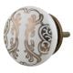 Golden Floral Pattern Flat Ceramic Cabinet Knob