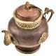 Handmade Copper Teapot With Embossed Design & Chain