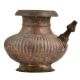 Brass Handmade Ribbed Bulbous Form Holy Water Pot With Spout