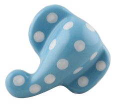 Turquoise Polka Elephant Face Knob