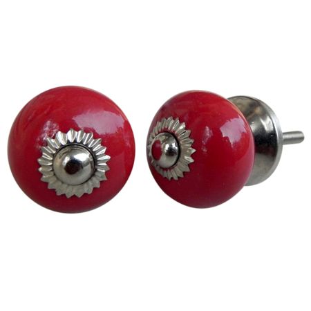 Dark Red Ceramic Knob Small
